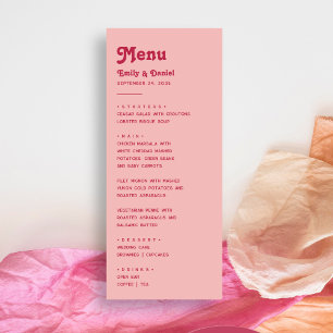 Chic Retro Summer Hot Pink & Blush Wedding Menu