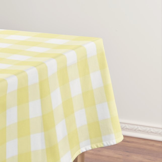 Chic Retro Sunny Yellow Gingham Pattern Spring  Tablecloth (In Situ)