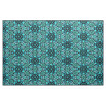 Chic Retro Teal Turquoise Oriental Mosaic Pattern Fabric