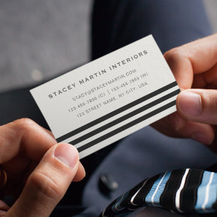 Chic Retro Vintage 70s 80s Minimalist Stripes Business Card