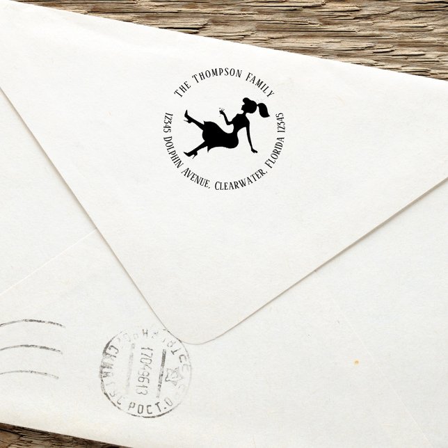 Chic Return Address Personalised Silhouette  Self-inking Stamp (Chic silhouette return address stamp)