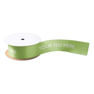 CHIC RIBBON_179 GREEN SOLID. WHITE DIY TEXT SATIN RIBBON