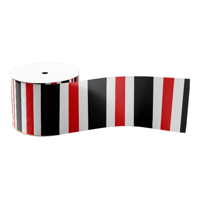 CHIC RIBBON_HOLIDAY 07 BLACK/12 RED STRIPES GROSGRAIN RIBBON (Spool)