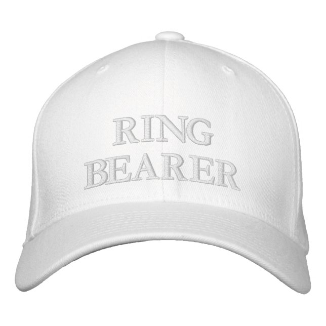 Chic Ring Bearer blush pink white wedding Embroidered Hat (Front)