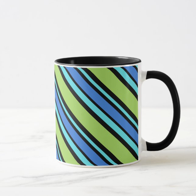 Chic Ringer Mug, Blue Moons Deckchair Stripes Mug (Right)