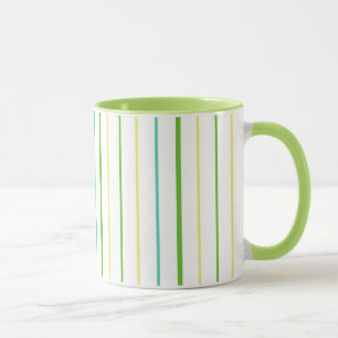 Chic Ringer Mug, Stripes, Green, Turquoise, Yellow Mug