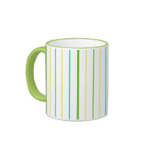 Chic Ringer Mug, Stripes, Green, Turquoise, Yellow