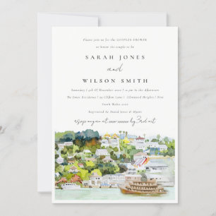 Chic River Cruise Country Landscape Couples Shower Invitation