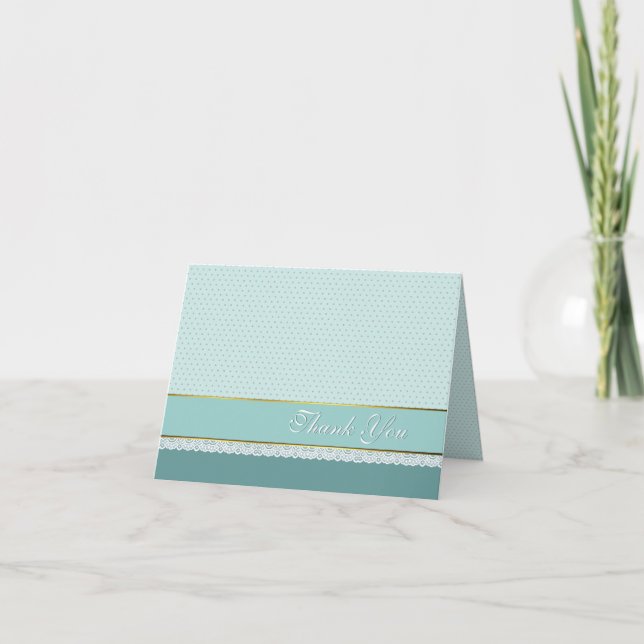 Chic Robins Egg Blue Wedding Thank You Note Card (Front)