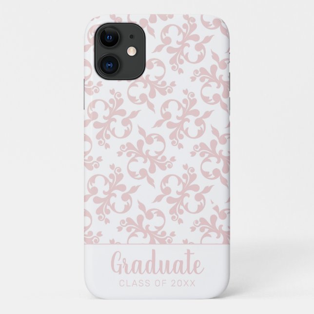 Chic Rococo Blush Pink Ornament Graduate  Case-Mate iPhone Case (Back)