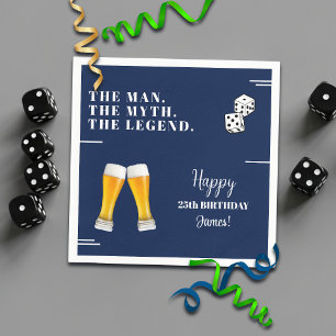 Chic Rolling Dices Pints 25th Birthday Napkin