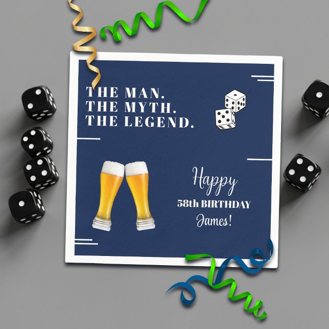 Chic Rolling Dices Pints 58th Birthday Napkin (Creator Uploaded)