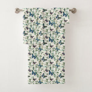 Chic Romantic Blue Butterflies Bridal Shower Bath Towel Set
