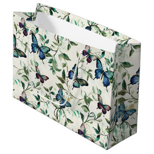 Chic Romantic Blue Butterflies Bridal Shower Large Gift Bag