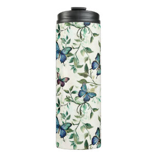Chic Romantic Blue Butterflies Bridal Shower Thermal Tumbler