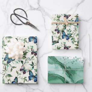 Chic Romantic Blue Butterflies Bridal Shower Wrapping Paper Sheet