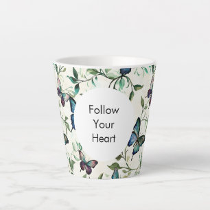 Chic Romantic Blue Butterflies   Latte Mug