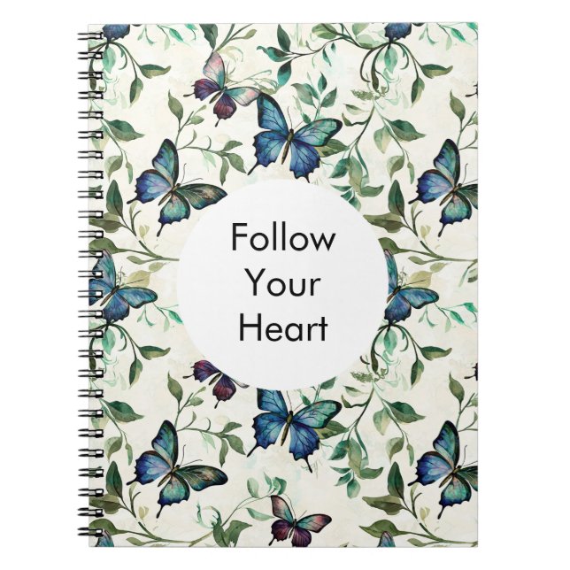 Chic Romantic Blue Butterflies   Notebook (Front)