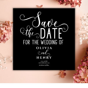 Chic Romantic Calligrphy Black Gothic Save The Date