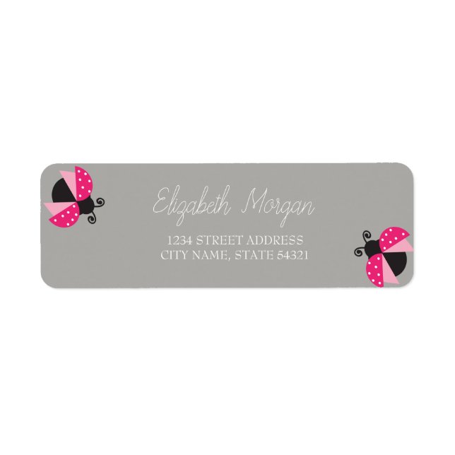 Chic Romantic Cartoon Ladybugs  Address Label (Front)