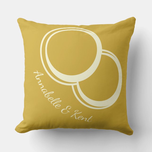 CHIC ROMANTIC GOLD CREAM RINGS INTERTWINED CUSTOM CUSHION (Front)