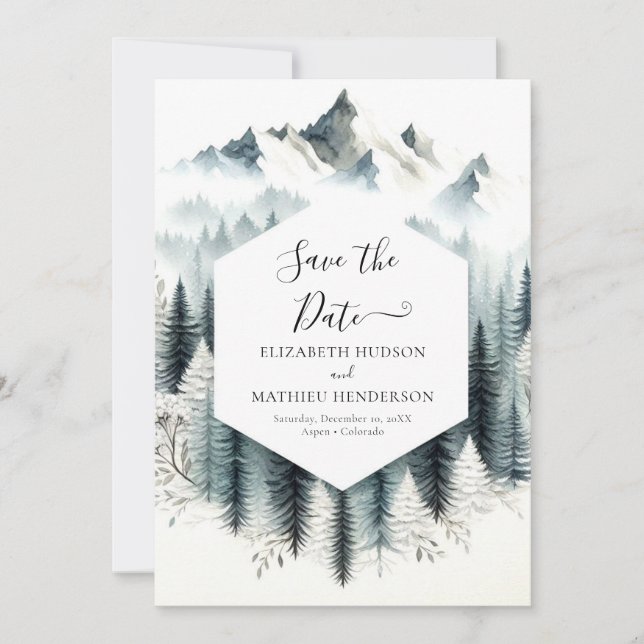 Chic Romantic Mountain Wedding Save The Date (Front)