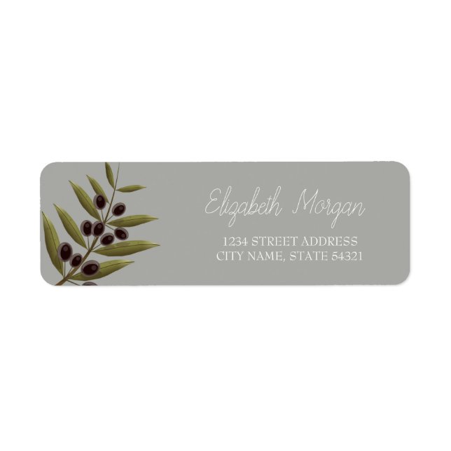 Chic Romantic Olive Branch  Address Label (Front)
