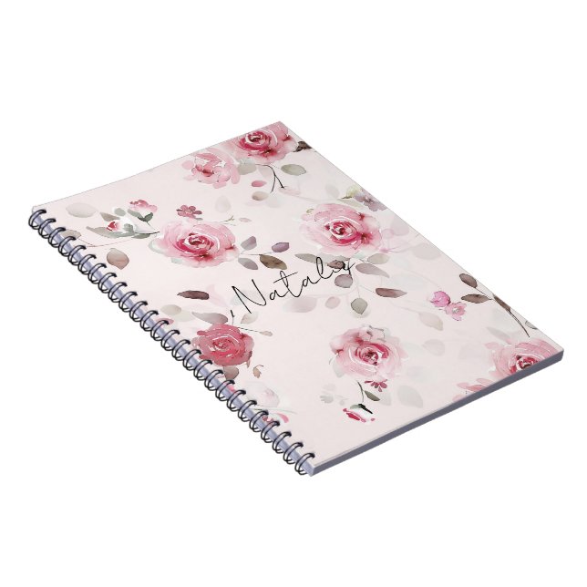 Chic Romantic Pink Floral   Notebook (Right Side)