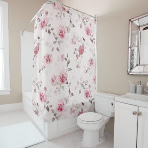 Chic Romantic Pink Floral   Shower Curtain