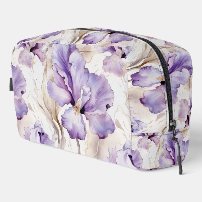Chic Romantic Purple Iris Floral Dopp Kit (Right Corner)