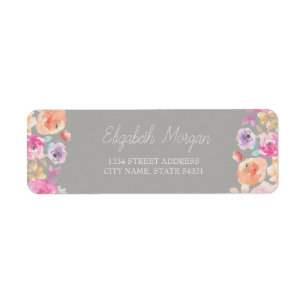 Chic Romantic Watercolor Flowers Address Label