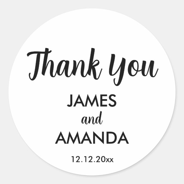 Chic Romantic Wedding "Thank You" Favour Label (Front)