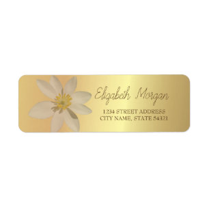 Chic Romantic White Daisy Gold  Address Label