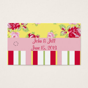 Chic Rose And Stripes Wedding Favour Tag