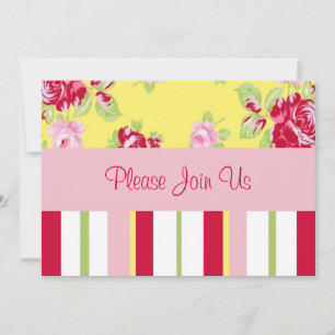 Chic Rose And Stripes Wedding Invitation