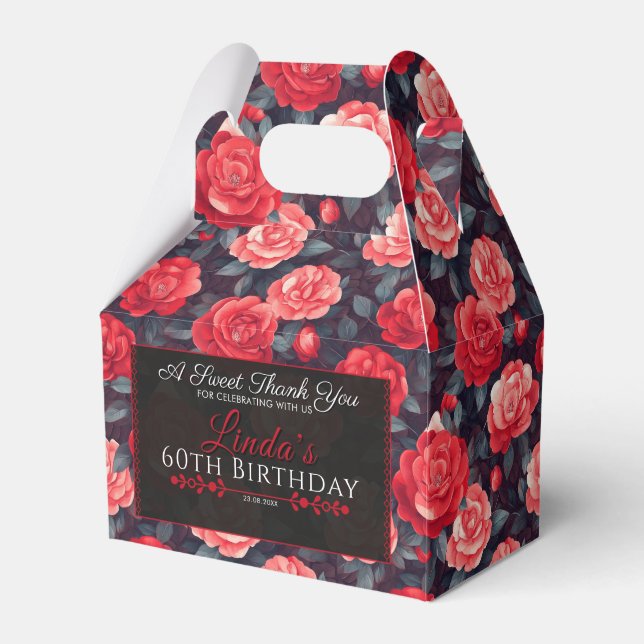 Chic Rose Birthday Favour Box For Small Goodies (Front Side)