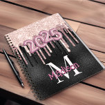 Chic rose blush black dripping monogram 2025 planner<br><div class="desc">Chic rose blush, black glitter dripping monogram 2025 new year planner. Cool for school, work or as a journal or diary! To make it extra special, it is also monogrammed and personalised with name or initials or any text you like, click the "customise further" link and use the design tool...</div>