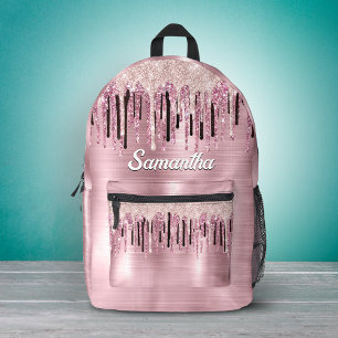 Chic rose blush pink dripping monogram printed backpack
