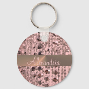 Chic Rose Blush Stringed Beads Key Ring