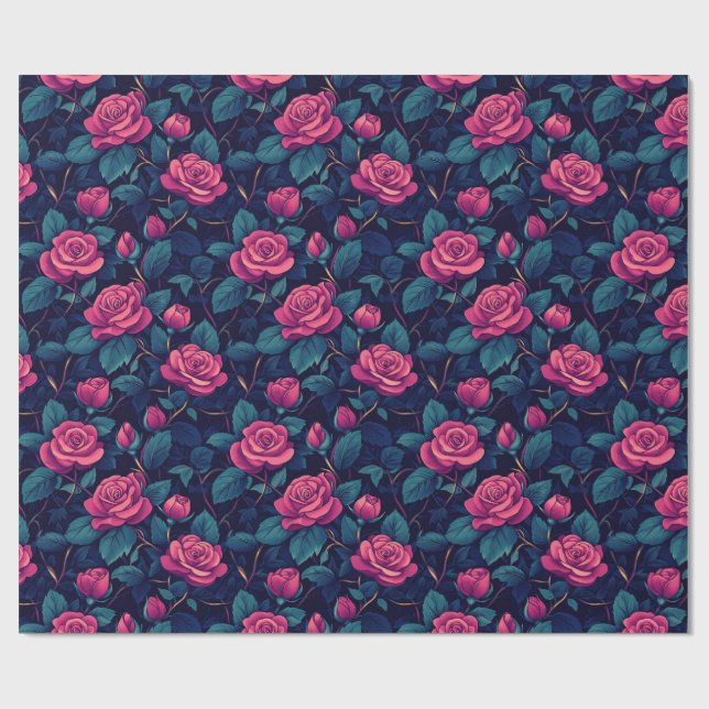 Chic Rose Botanical Wrapping Paper (Flat)