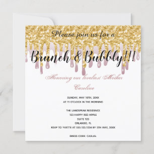 Chic Rose Dripping Gold for Mother’s Day Invitation