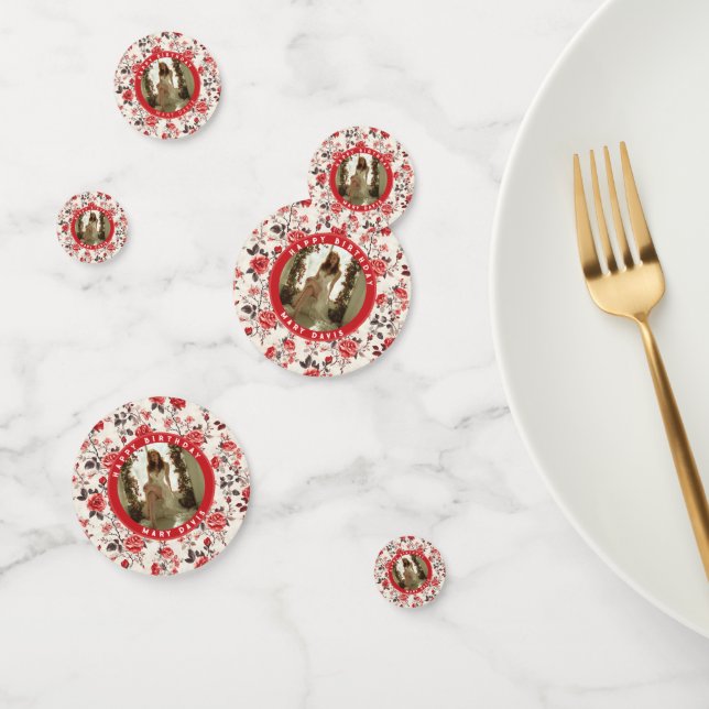 Chic Rose Floral First Birthday Confetti (Group)