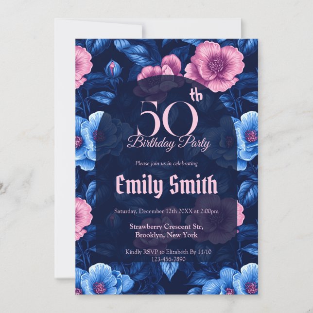 Chic Rose Floral Romantic Party Invitation (Front)