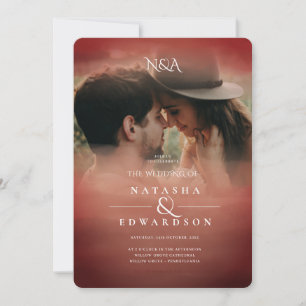 Chic Rose Gold Abstract Overlay Photo Wedding Invitation