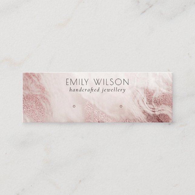 Chic Rose Gold Agate Marble Stud Earring Display Mini Business Card (Front)