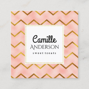 Chic Rose Gold and Chevron Stripes Business Card
