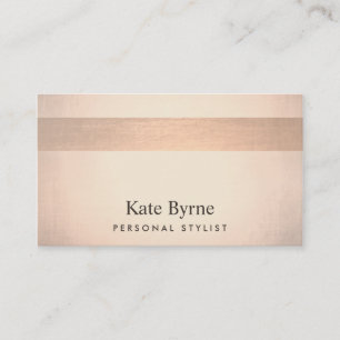 Chic Rose Gold and Copper Striped Modern Stylish Business Card