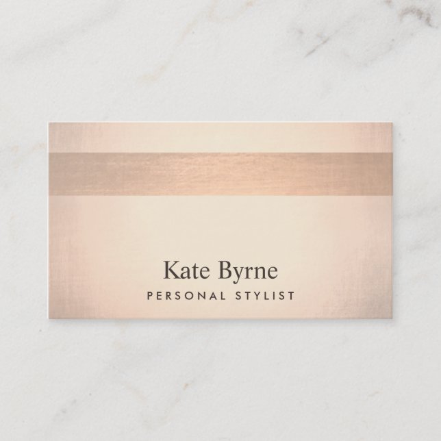 Chic Rose Gold and Copper Striped Modern Stylish Business Card (Front)