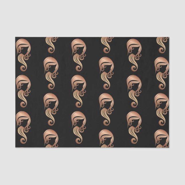 Chic Rose Gold Beauty Girl Hair & Makeup Salon Tissue Paper (Front)