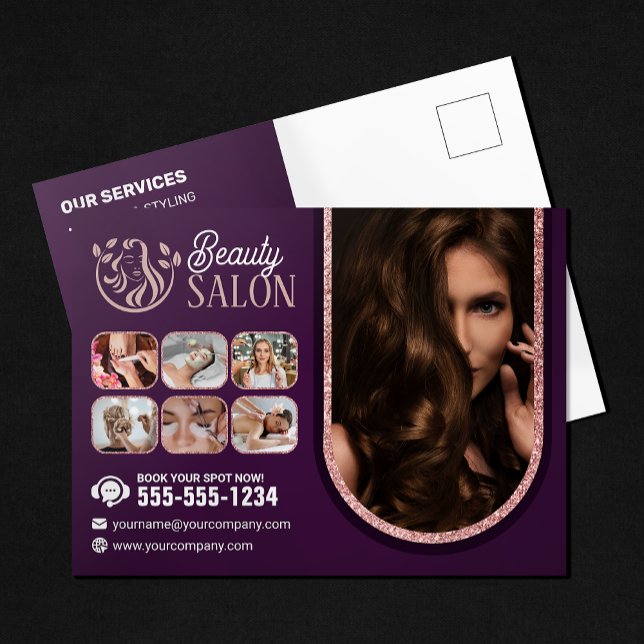 Chic Rose Gold Beauty Spa Hair Nail Makeup Salon Postcard (Creator Uploaded)